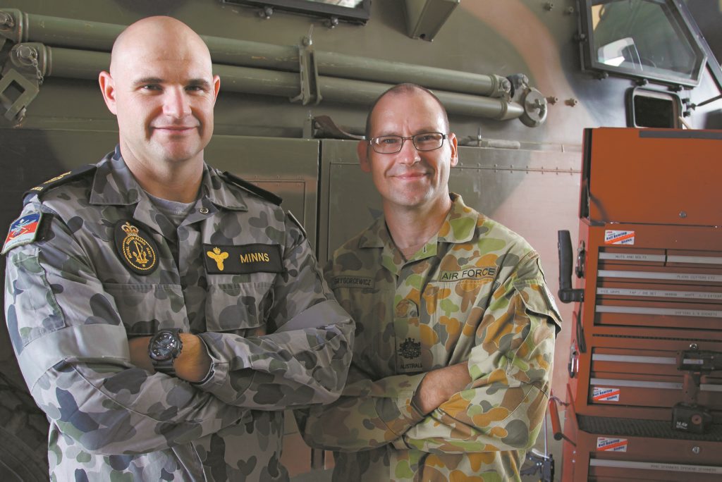 Chief Petty Officer Bryan Minns, Royal Australian Navy and Warrant Officer Ted Grygorcewicz, Air Force. Chief Petty Officer Bryan Minns, Royal Australian Navy and Warrant Officer Ted Grygorcewicz, Air Force.